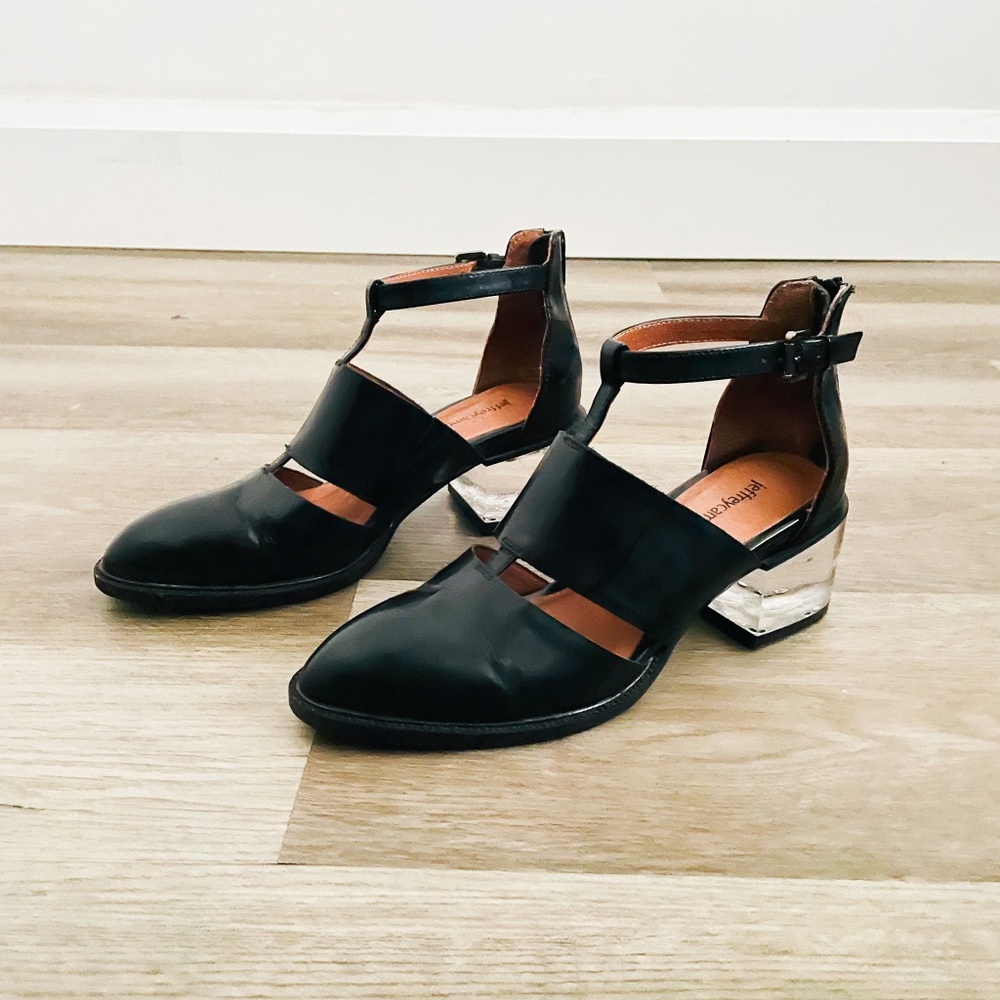 Jeffrey Campbell Black Clear Heel Loafers 7.5